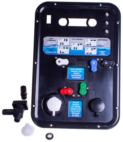 Black B&B Molders Nautilus P1 RV Fresh Water Management System 94143 - Front View | United RV Parts