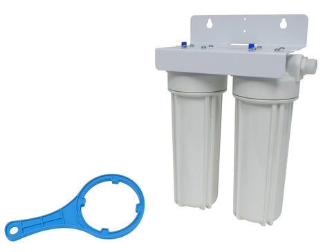 Valterra | Exterior Filter System | Dual Housing with Sediment Pre-Filter | Advanced Carbon Block Cartridge | A01-1139 | with Wall Bracket and Wrench