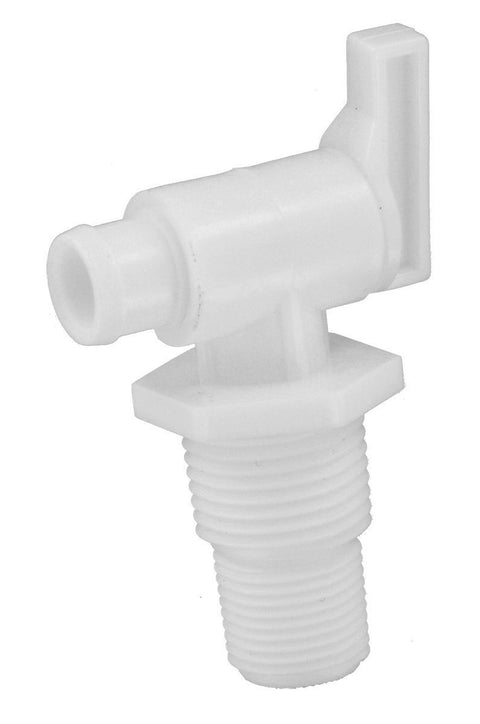 White Plastic Universal Drain Valve - Threaded Side View | United RV Parts
