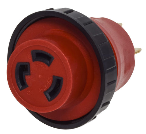 Red PVC Valterra 50 Amp to 30 Amp RV Adapter - 30A Female Receptacle Detail | United RV Parts