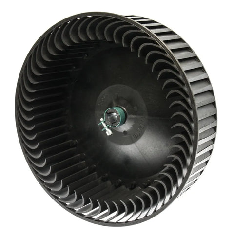 Black Plastic Coleman Squirrel Cage Fan 1472A1181 - Angled Side View | United RV Parts
