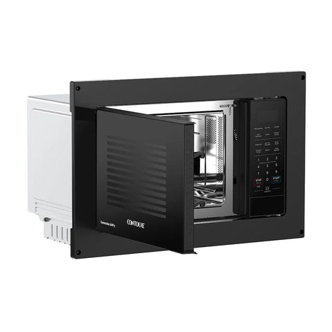 Contoure RV-955BK-AF Microwave Door Open - Interior View with Rack | United RV Parts