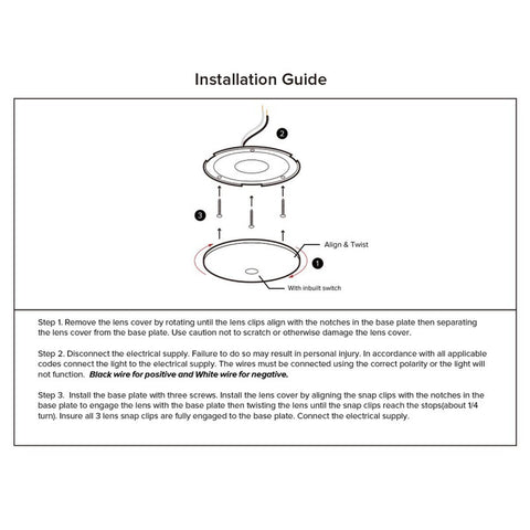 LED RV Ceiling Light DL-0016274-C4-1PK - Step-by-Step Installation Guide Diagram | United RV Parts