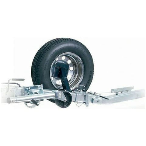 Demco 5968 Spare Tire Chrome Rim on Tow Dolly Trailer - Side View | United RV Parts