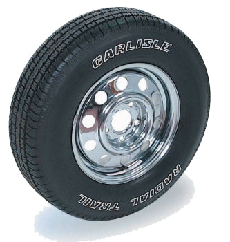 Demco 5968 Carlisle Spare Tire Chrome Rim 14x5.5 ST-205-75-14 - Side Angle | United RV Parts