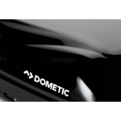 Dometic Logo Detail on Black RV Air Conditioner | United RV Parts