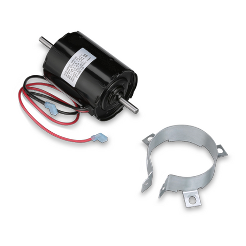 Black Dometic Atwood Furnace Blower Motor 37357 with Clamp - Side View | United RV Parts