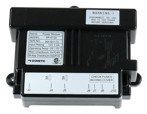 Black Dometic Power Module SP-613A - Label Detail View | United RV Parts