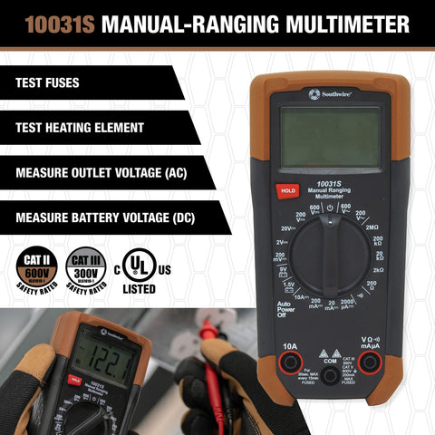 Southwire 10031S Manual-Ranging Multimeter Features Chart - Product Detail | United RV Parts