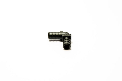 Black Plastic Flair-It EcoPoly 29800 1/2" 90° Elbow - Angled Detail RV Fresh Water Fitting | United RV Parts