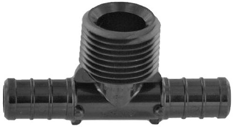 Black Plastic Flair-It 1/2" MPT Tee Adapter 29822 - Front View | United RV Parts