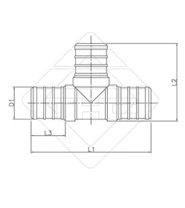 Flair-It PEXLOCK 1/2" PEX Tee Fitting 30820 - Technical Dimension Diagram | United RV Parts
