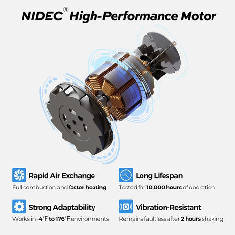 NIDEC High-Performance Motor - Technical Exploded View with Specifications | United RV Parts