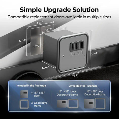 Fogatti InstaShower Ultra RV Tankless Water Heater FS10B1SN Dimensions Diagram - 13x13 Opening Compatibility | United RV Parts