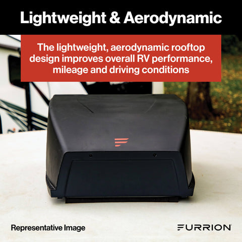 Dark Grey Furrion Chill Rooftop AC - Aerodynamic Profile View | United RV Parts