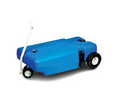 Blue Barker 4-Wheeler RV Waste Tank with Pneumatic Wheels - Angled View | United RV Parts