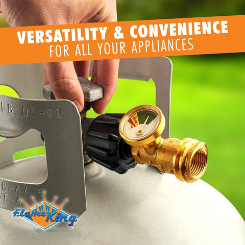 Flame King Propane Tank Gauge on White Tank - In Use | United RV Parts