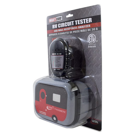 Valterra Mighty Cord 30 Amp RV Circuit Tester A10-30CTVP - Retail Packaging Angle View | United RV Parts
