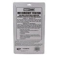 Valterra Mighty Cord 50 Amp RV Circuit Tester package back label with wiring fault specs | United RV Parts