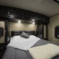 White Microfiber Sheets with Gray Blanket - RV Bedroom Setup | United RV Parts