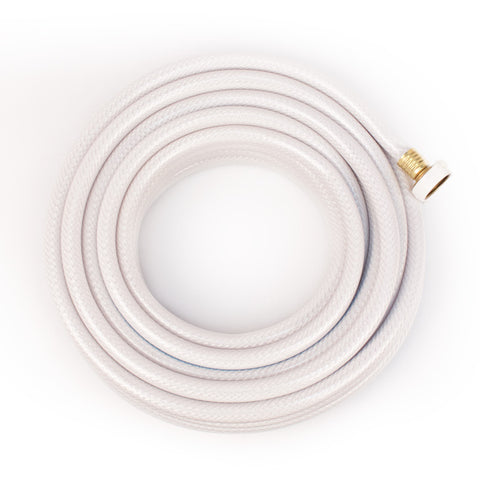 White Braided AquaFlex RV Drinking Water Hose 50ft Coiled - Top View | United RV Parts
