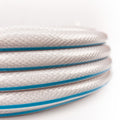 White Blue-Stripe AquaFlex RV Fresh Water Hose Braided Exterior - Side Detail | United RV Parts