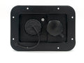 Black RV Gravity Water Fill Panel 94223 - Straight-On Front View Caps Closed | United RV Parts
