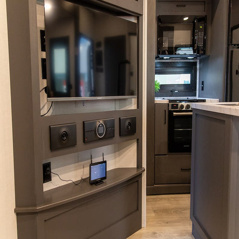Furrion Vision S+ Monitor Installed in RV Interior - In Use View | United RV Parts