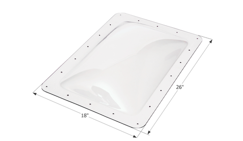 Icon RV Skylight 14x22 Clear Bubble SL1422C with 18x26 Dimensions - Measurement Diagram | United RV Parts