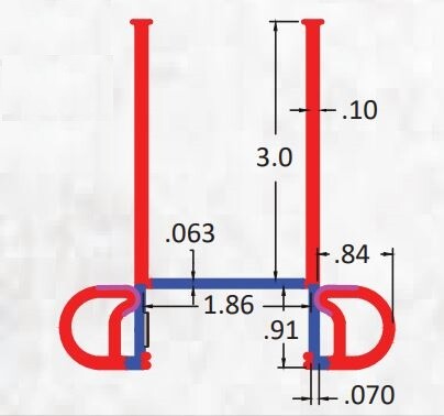 Jaeger Flip'N Seal RV Slide Out Seal - Cross-Section Diagram with Dimensions | United RV Parts