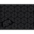 Black Grey Kuma Striped Peaks Outdoor Mat - Reverse Side Flat Lay with Geometric Bear | United RV Parts