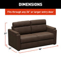 Lippert Heritage Series RV Click-Back Sofa Dimensions - 68"W x 33"D x 37"H, Fits 26" Entry Door | United RV Parts