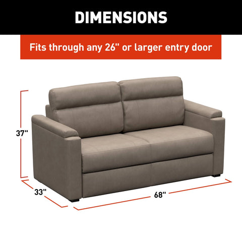 Lippert Heritage Series Clickback Sofa Dimensions - 68W x 33D x 37H Fits 26in RV Door | United RV Parts
