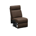 Brown Satula PolyHyde Lippert Heritage Armless Recliner - 3/4 Front View with Reclining Mechanism | United RV Parts