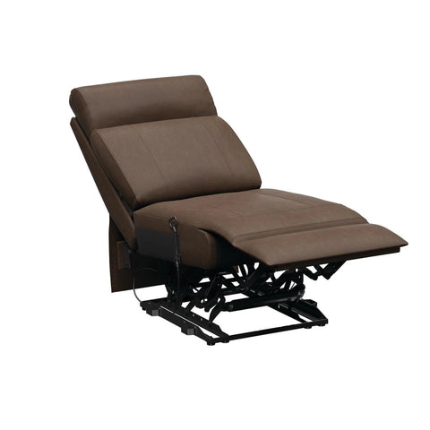 Brown Satula Lippert Heritage Armless RV Recliner - Fully Reclined Position 3/4 View | United RV Parts