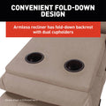 Lippert Heritage Armless RV Recliner Fold-Down Backrest with Dual Built-In Cupholders Close-Up | United RV Parts