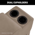 Lippert Heritage Theater Console Dual Cup Holders Close-Up - Driftwood Vinyl Fabric Detail | United RV Parts