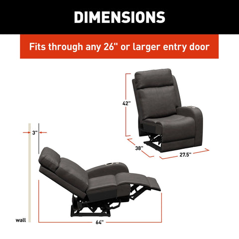 Thomas Payne Seismic RV Recliner Dimensions - 27.5" Wide, Fits 26" Entry Door | United RV Parts
