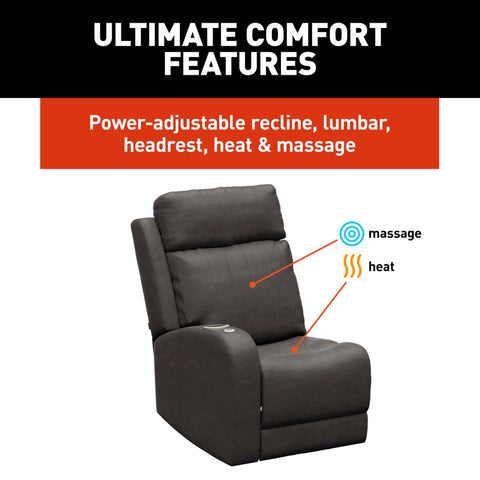Thomas Payne Seismic RV Theater Seating Comfort Features - Power Lumbar Headrest Heat and Massage Callouts | United RV Parts