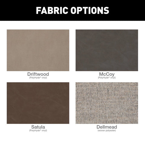 Thomas Payne Seismic RV Recliner Fabric Options - Driftwood McCoy Satula PolyHyde and Dellmead Woven Polyester Swatches | United RV Parts