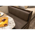 Driftwood Brown Vinyl RV Dinette Cushions Installed in Booth - Lifestyle View | United RV Parts