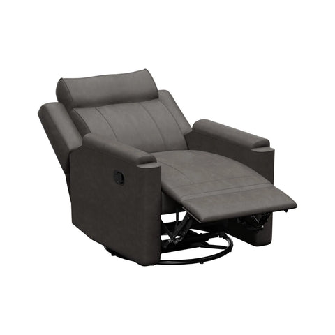 Charcoal McCoy Vinyl Lippert RV Swivel Glide Recliner - Fully Reclined Position View | United RV Parts