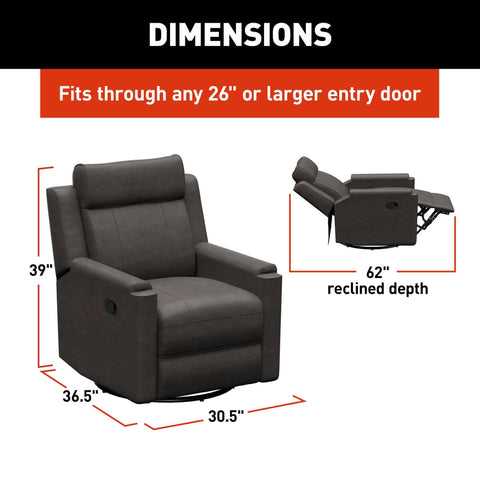 Thomas Payne Signature RV Swivel Glide Recliner Dimensions - 30.5W x 36.5D x 39H Inches | United RV Parts