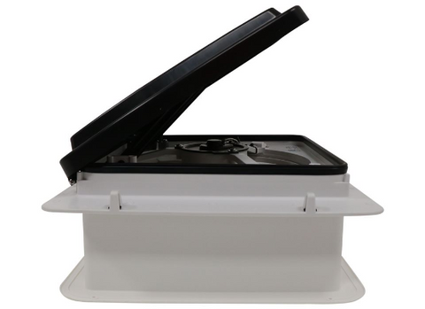 MaxxAir MaxxFan Mini - Side Profile with Manual Lift Arms Extended | United RV Parts