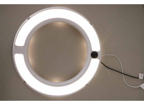 White MaxxAir RV Fan LED Light Ring Illuminated - Bottom View | United RV Parts