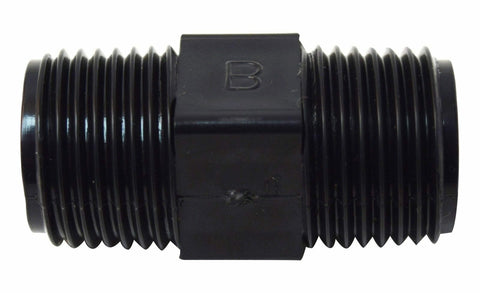 Black Plastic 1/2" MPT Union RV Fresh Water Fitting P23406 - Front View | United RV Parts