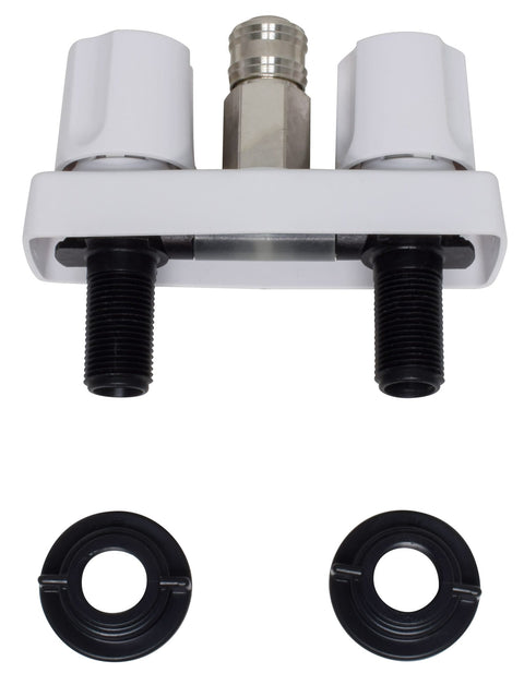 White Valterra RV Shower Valve Kit with Mounting Hardware - Full Assembly | United RV Parts