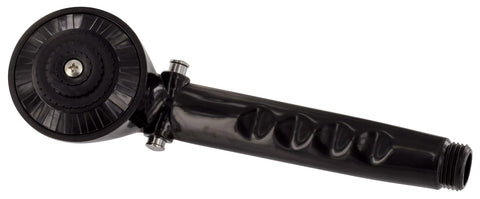 Black Plastic Handheld RV Shower Head with Trickle Switch - Side View | United RV Parts
