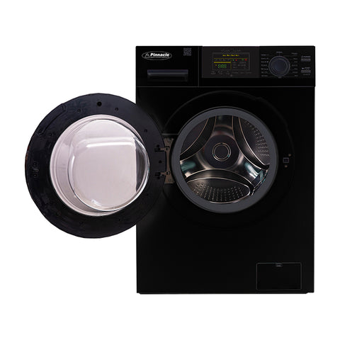 Black Pinnacle 22-826LB Front Load Washer - Front View Door Open Showing Drum | United RV Parts