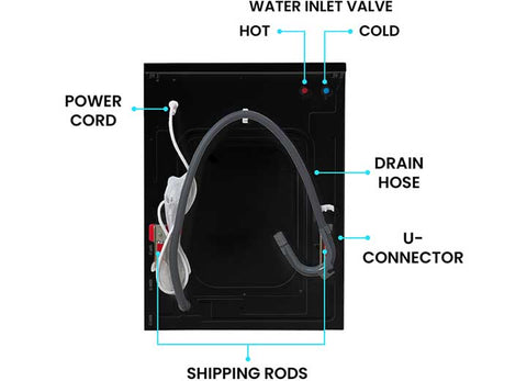 Pinnacle 22-826LB Washer - Rear Connection Diagram Water Inlet Drain Hose Power Cord | United RV Parts